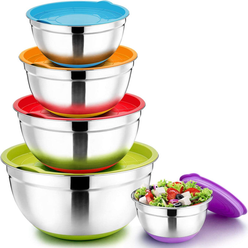 Stainless Steel Mixing Bowl Set with Airtight Lids (5-Piece)