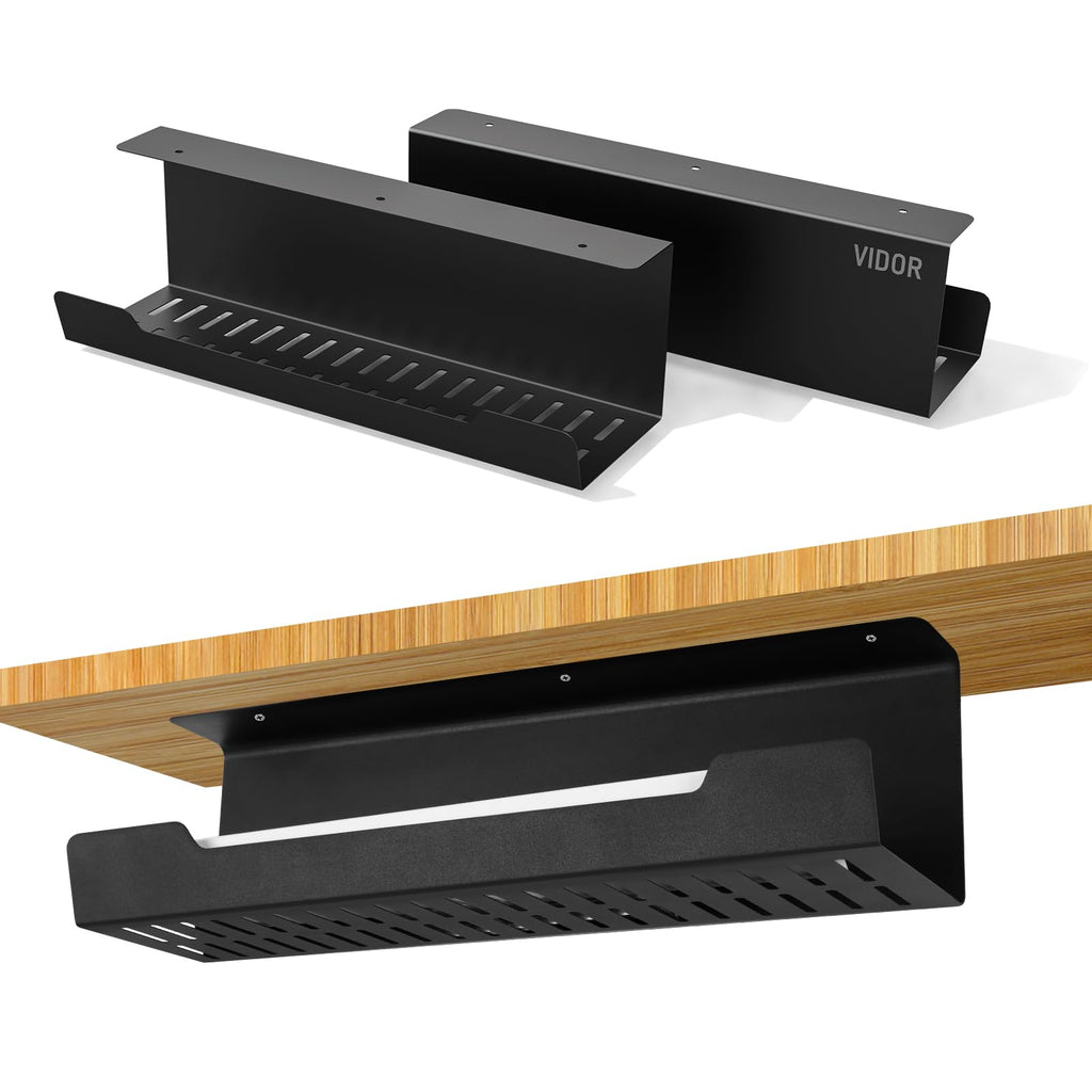 Under-Desk Steel Wire Cable Management Tray (2-Pack)