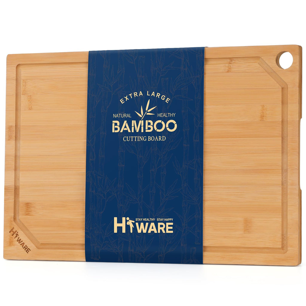 Organic Bamboo Extra-Large Kitchen Cutting Board with Juice Groove