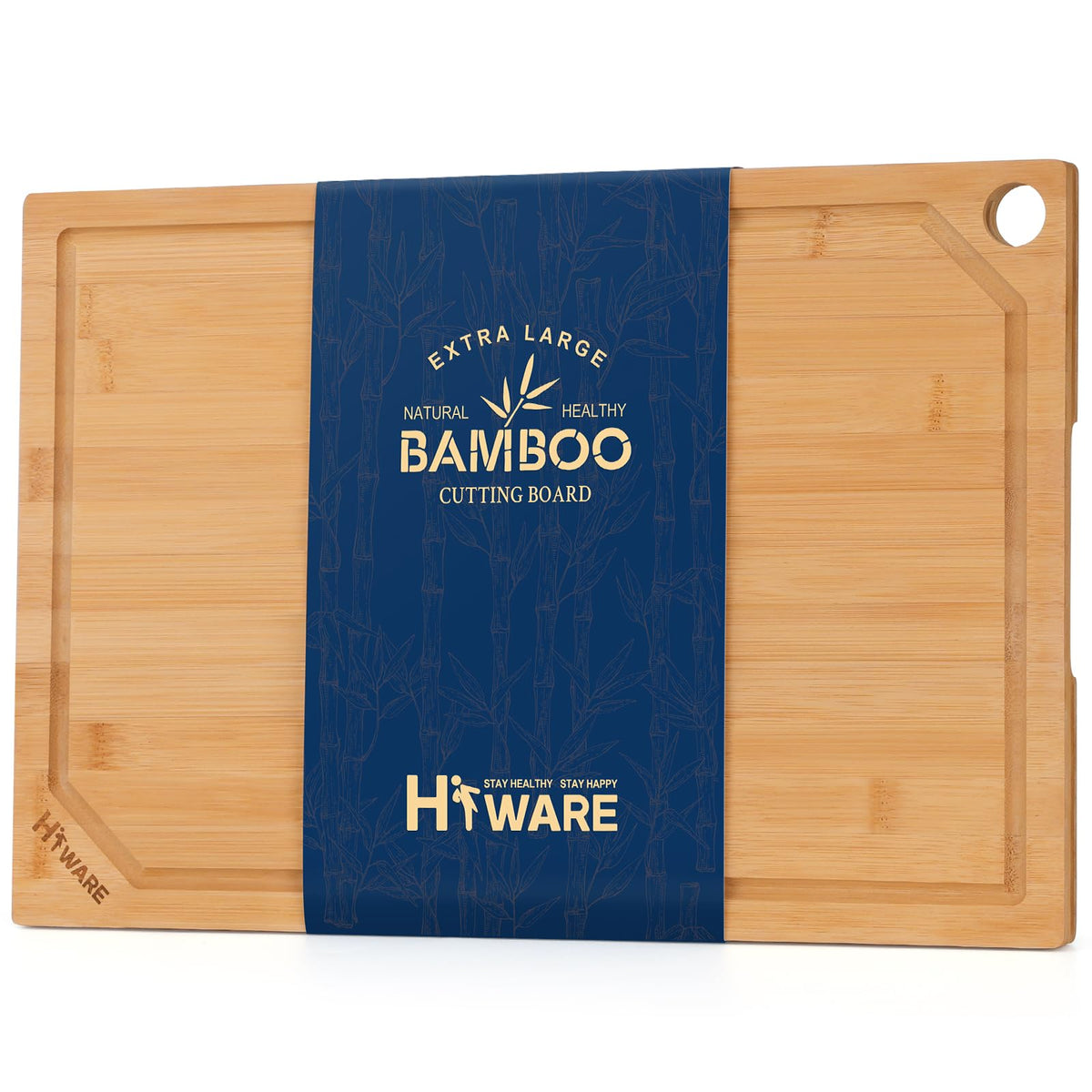 Organic Bamboo Extra-Large Kitchen Cutting Board with Juice Groove