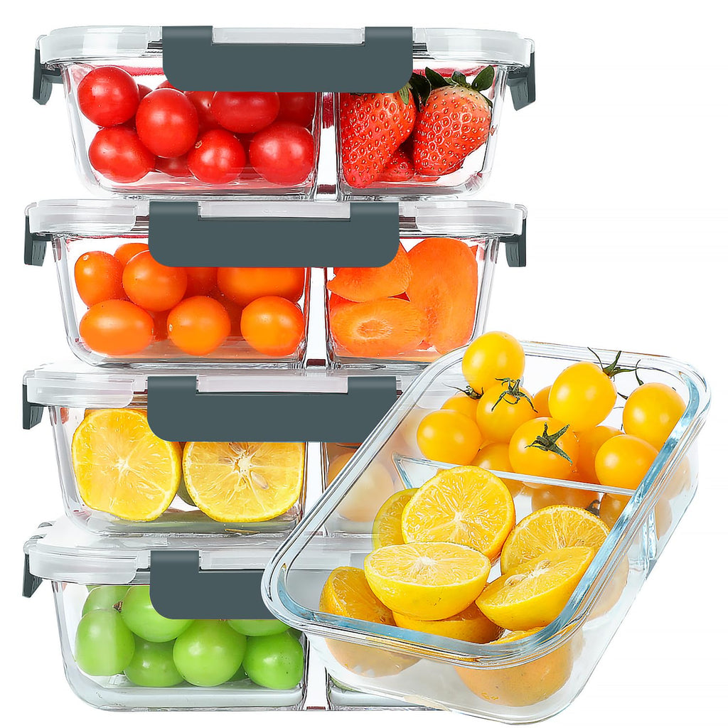 Airtight Glass Meal Prep Food Storage Containers (5-Pack)