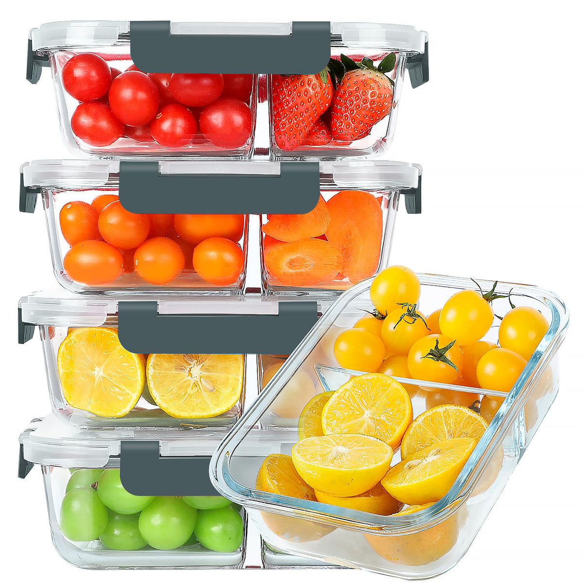 Airtight Glass Meal Prep Food Storage Containers (5-Pack)