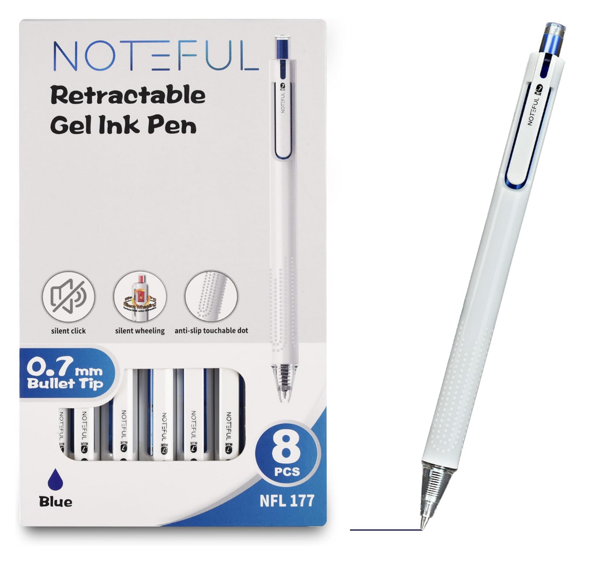 Smooth Glide Retractable Gel Ink Pens 0.7mm Medium Point (Box of 24)