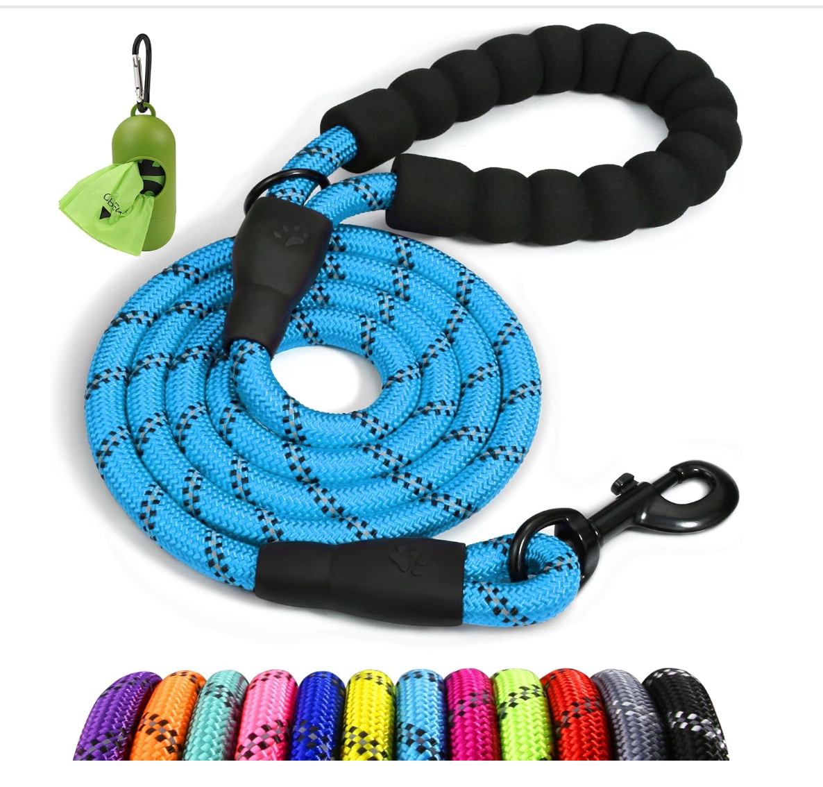 Heavy-Duty Dual-Handle Reflective Nylon Dog Leash (6-Foot)