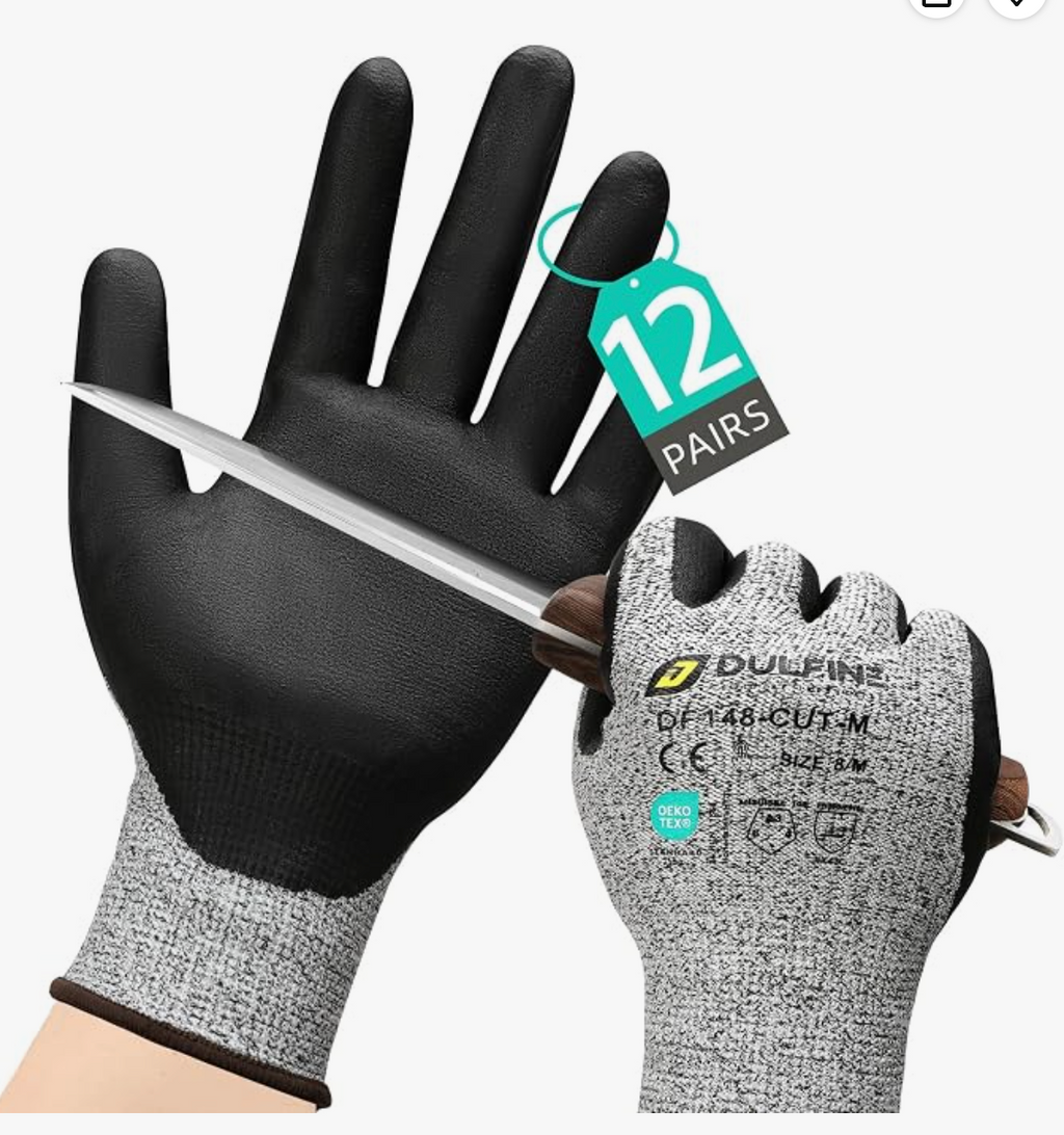 ANSI A3 Cut-Resistant Nitrile Work Gloves (3-Pack)