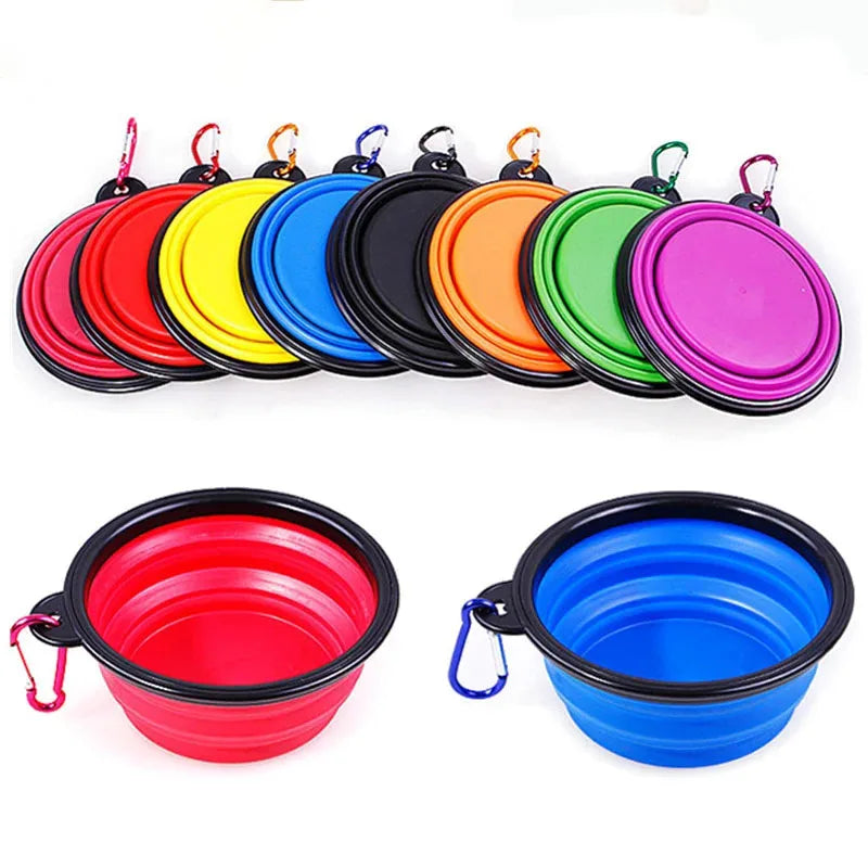 Collapsible Silicone Portable Pet Travel Bowls with Carabiners (2-Pack)