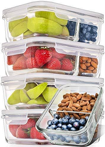Airtight Glass Meal Prep Food Storage Containers (5-Pack)
